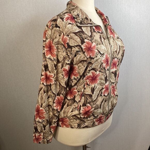 Vintage Vital Zone Women’s Floral Pink & Brown Lightweight Jacket. Like New! - Picture 6 of 16
